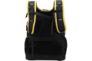 Acouto Heavy Duty Tool Backpack Tool Backpack Multiple Pockets Padded Laptop Sleeve Fabric Hard Bottom Bag with Pouch Type C 