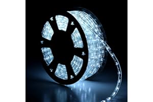 Buyagn 100ft Rope Lights Outdoor, Outdoor String Lights Waterproof, Decorative Lighting for Indoor/Outdoor, Garden,Backyards Halloween and Christmas Decoration, Landscape Lighting(Cool White)