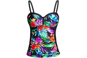 Talisea Women's Underwire Tankini Top Only Tummy Control Swimsuit Top Push Up Bathing Suit Top No Bottom