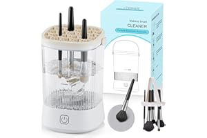 AZANG Electric Makeup Brush Cleaner - 9000 RPM Makeup Brush Cleaning Machine with 1200 mAh Rechargeable Battery, IP65 Waterproof Automatic Makeup Brush Cleaner for Makeup Sponges and Brushes(White)