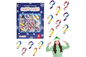 Fruidles 25-Pack Christmas Candy Canes Mini's Suckers, Multicolored Fruity Flavor, Individually Wrapped, 2" Inch,