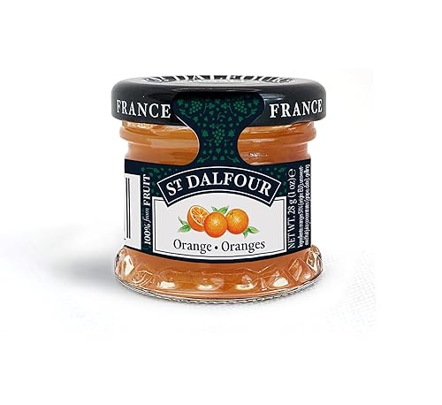 St. Dalfour Orange Fruit Spread Mini 28g – No Added Sugar, 100% Real Fruit, All-Natural Jam Alternative, Vegan, Gluten-Free, Non-GMO, Made in France - Bulk Pack 48 x 28g