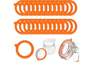 YYBD 20Pcs Mason Jar Seals Orange Silicone Sealing Rings 3.7 x 2.8 in Airtight Rubber Lid Seals for Glass Storage Jars Reusab