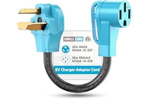 CircleCord NEMA 10-30P to 14-50R EV Charger Adapter Cord Compatible with Tesla Model 3/S/X/Y, 30 Amp Dryer to 50 Amp EV for Level 2 Charging, ETL Listed (Not for RV or Dryer)