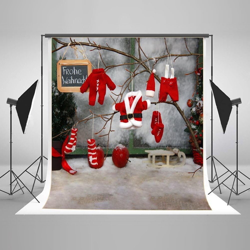 YCNET Christmas Photography Backdrops 6.5x10FT Cotton No Wrinkles Washable Red Cloth Collapsible Background for Children Studio Props Backdrop