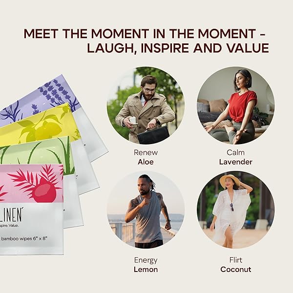 LIV LINEN – BAMBOO DEODORANT WIPES – 30 COUNT – INDIVIDUALLY PACKAGED – AROMATHERAPY SCENT (ALOE)