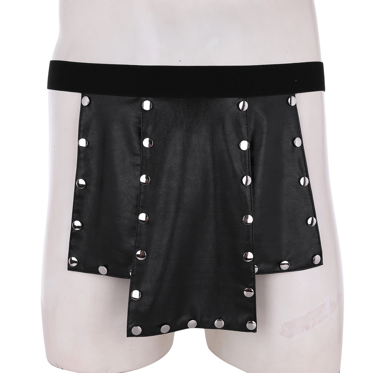 Alvivi Mens Faux Leather Low Rise Metal Studded Kilt Underwear Skirt Sexy Lingerie Clubwear