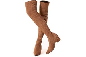 N.N.G Women Over the Knee Boots Thigh High Suede Block Winter Low Above Flat Long OTK Comfort Pointed toe
