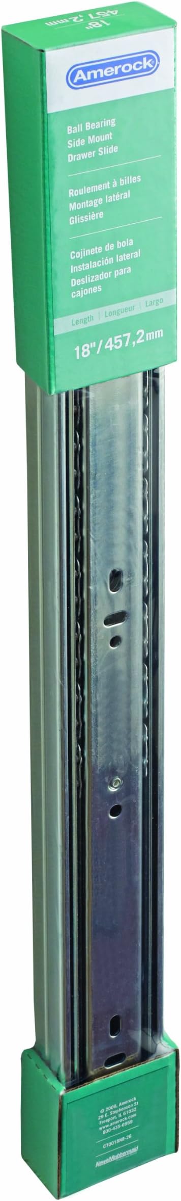 Amerock C70018NB2G Side Mount Self-Closing Drawer Slide 18in(457mm) - Zinc