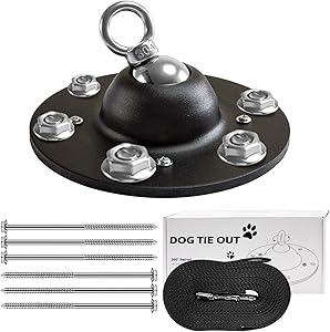 Brobantle Dog Tie Out Stake, 360°Swivel Dog Chains Stake with 20ft Dog Leash Rustproof Cat Dog Anchor Dog Stake Tie-Out Holds 1500 Lbs of Pull Force for Medium to Large Dogs in Garden Yard Ground