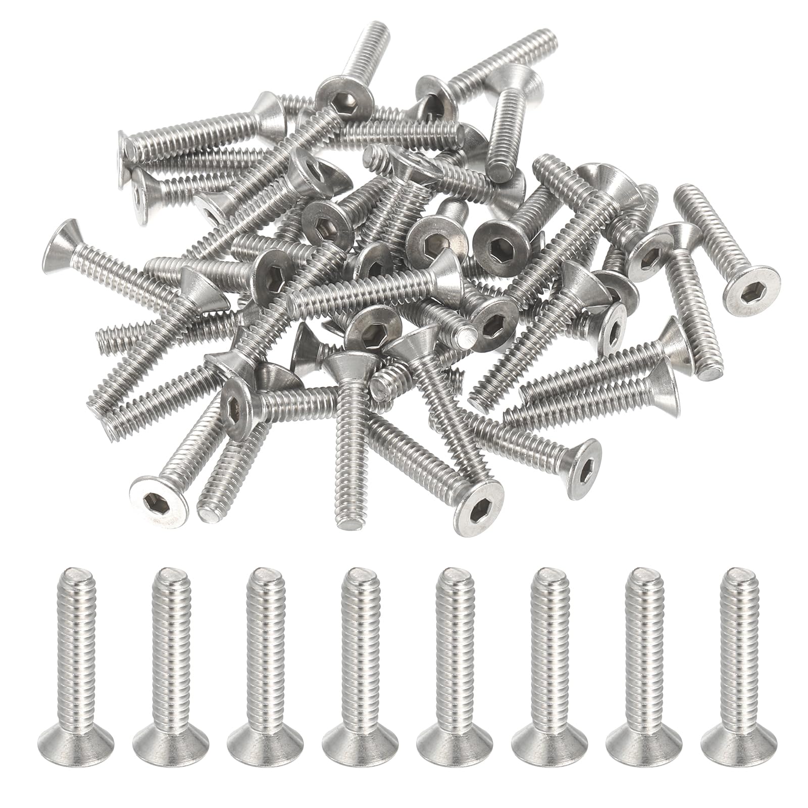 PATIKIL #10-24 x 1 Inch Flat Head Socket Cap Screws, 50 Pack 304 Stainless Steel Flat Countersunk Bolts Hex Socket Drive Machine Screws Full Thread Coarse Thread UNC Grade 6.8 — image 1