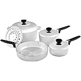 IMUSA USA Heavy Duty 8-Piece Cast Aluminum Cajun Cookware Set, Silver
