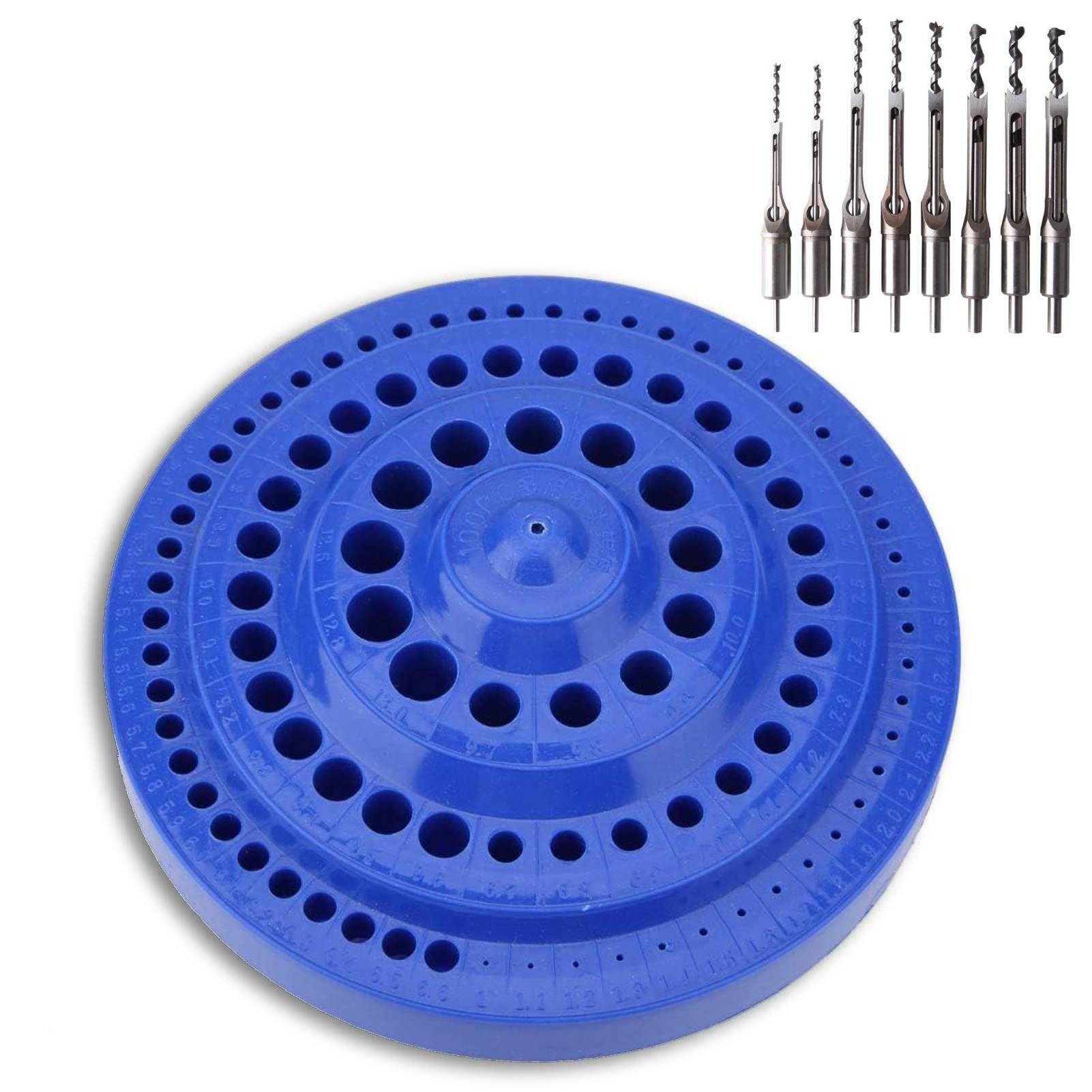 Drill Bit Organizer, 100Pcs Hole Nail Drill Bit Storage Case Rotary Bits Holder Mandrel Drills Bench Toolbag 1-13mm Round Tools Organizer for 100 Twist Drills Bits for Woodworking Use