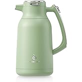 IDEUS Thermal Coffee Carafe 68oz (2,000ml), Stainless Steel Double Wall Insulated Vacuum Flask, Water Jug Coffee Server and Beverage Dispenser, Heat and Cold Retention (Avocado, 68oz (2,000ml))