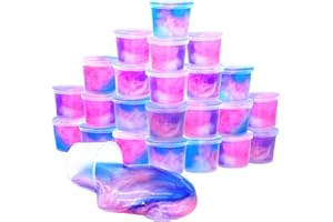 LPFEZRS 24 Pack Unicorn Galaxy Slime, Party Favor for Kids Girls & Boys, Adults, Non Sticky, Stress & Anxiety Relief, Wet, Super Soft Sludge Toy Easter Basket Filler