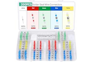 YNZDRWA 200PCS Solder Seal Wire Connectors Kit, Upgraded Heat Shrink Butt Wire Connectors, Waterproof Electrical Butt Splice Wire Terminals for Marine Automotive Trailer RV Boat Truck Wiring