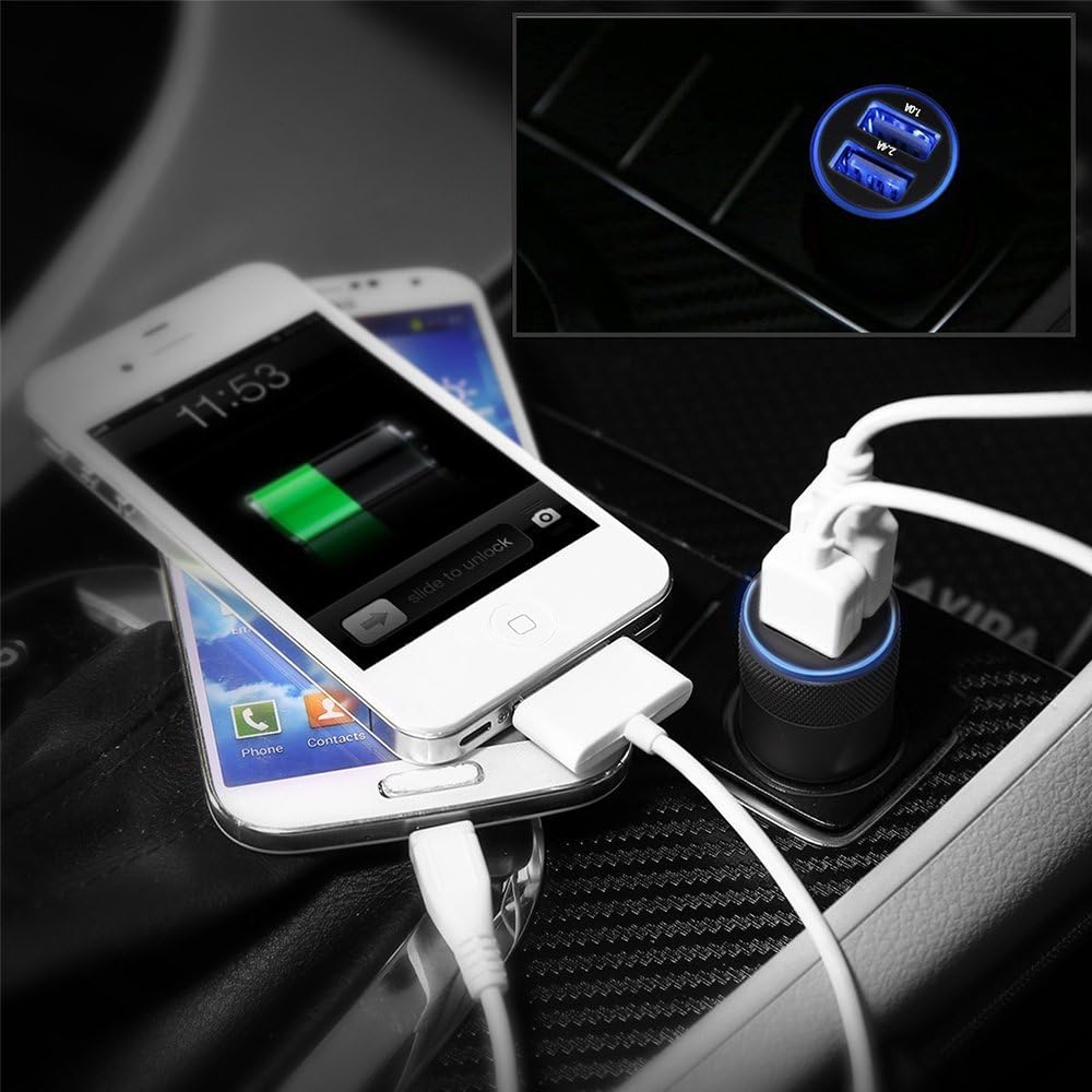 Car Charger,Sicodo 2-Pack 3.4A Dual USB Port Rapid Car Charger Adapter Compatible with iPhoneX,8,8 Plus,7 Plus,7S,6 Plus,6S,iPad,Tablet,Samsung Galaxy S9 S8,S7 Edge,HTC,Sony and Other USB Device 