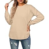 GRECERELLE Womens Long Sleeve Lightweight Crewneck Sweater Tops Casual Soft Knit Pullover Jumper