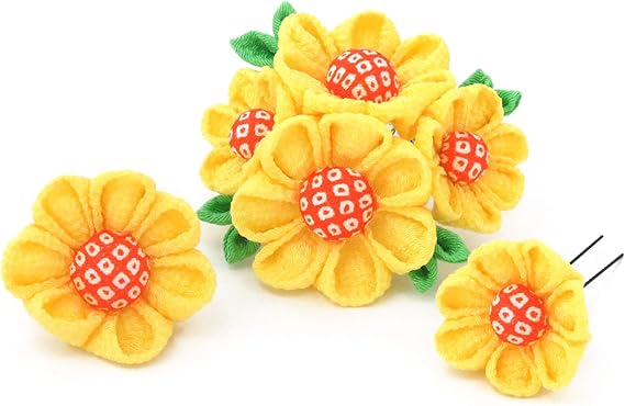 Amazon Co Jp 髪飾り 浴衣 こども 鈴音屋 浴衣に 手作り ちりめん つまみ細工の髪飾り 3点セット ひまわり Szn932 服 ファッション小物