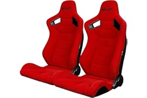 BRAUM RACING BRAUM ® - Pair of Red Fabric ELITE Series Racing Seats With Black Stitching (BRR1-RFBS)