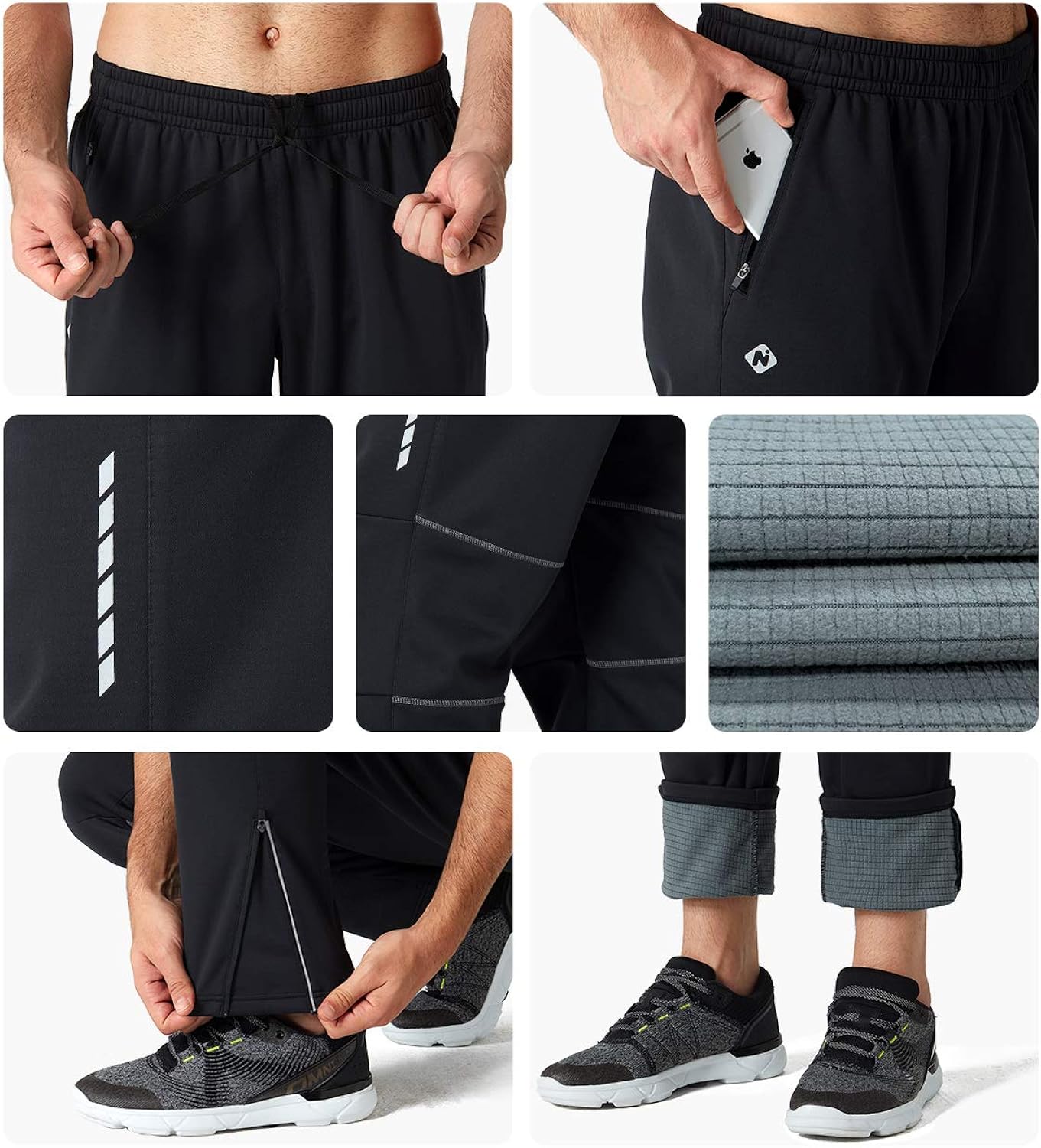 Naviskin Men's Windproof Fleece Thermal Cycling Pants Multi Sports Warm Winter Outdoor Pants: Clothing