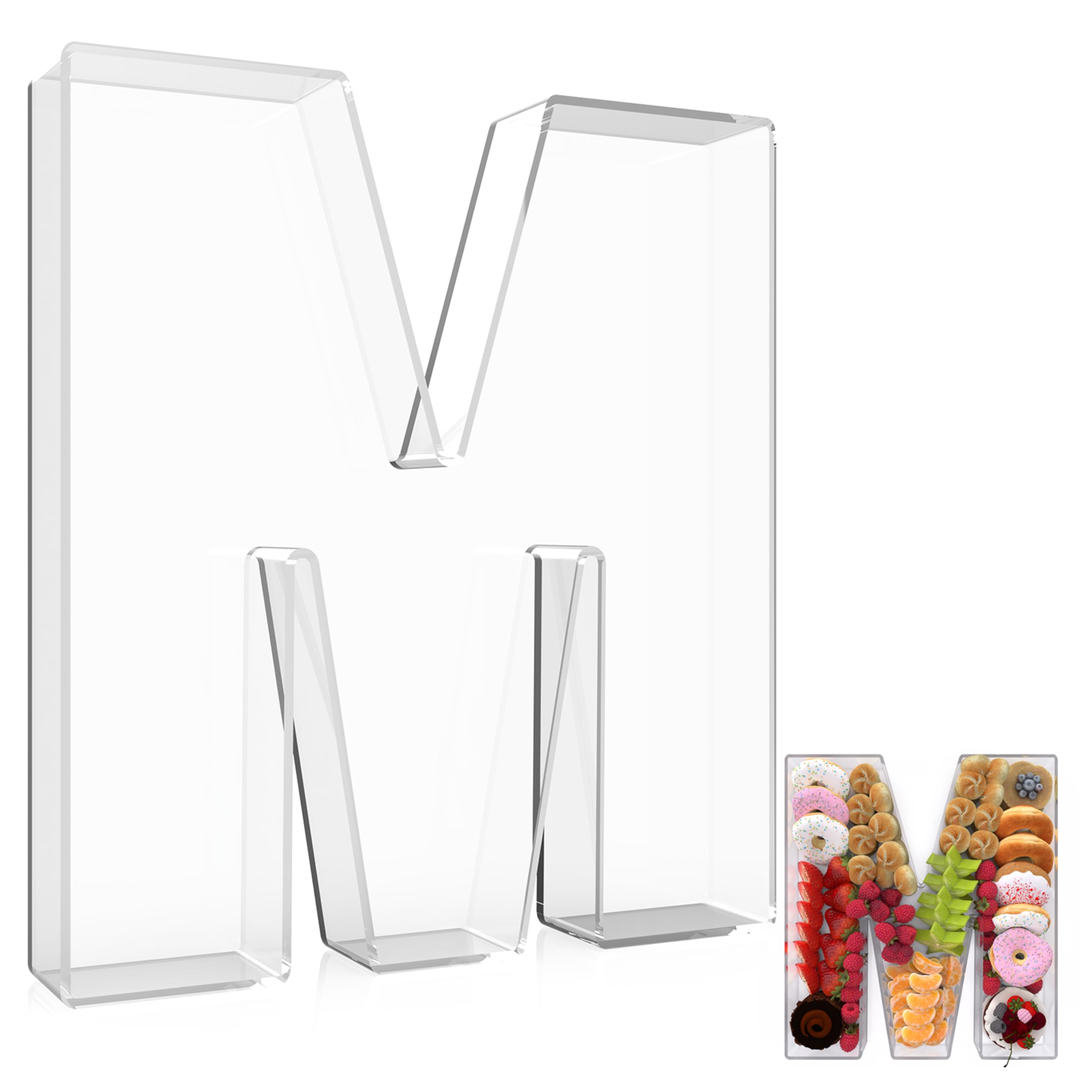 Photo 1 of 13.8" Extra Large Acrylic Letter Charcuterie Board Box, Reusable Fillable Letter Cake Candy Dish Display Serving Tray for Birthday Anniversary Party Decoration (M)