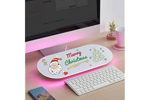 TSJ OFFICE Glass Desktop Whiteboard - 17 X 7 Inches Small Dry Erase Board with Pink Light, Glass White Board Surface Notepad with 1 Drawer, Desk Organizers for Office, Home, School Supplies
