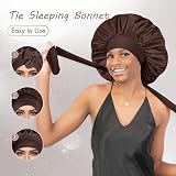 BONNET QUEEN Silk Bonnet for Sleeping Curly Hair Adjustable Chocolate Medium view 4