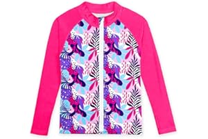 AOBUTE Unisex Kids Zipper Rash Guard Boys UPF 50+ UV Protection Sun Shirt with Thumb Hole 3-12 Years