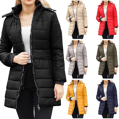 winter jackets for women uk warm waterproof Winter Coats for Women Uk Warm Long Sleeve Padded Jackets Slim Fit Quilted Puffer Parka Lightweight Windproof Jacket Trench lightweight puffer packable
