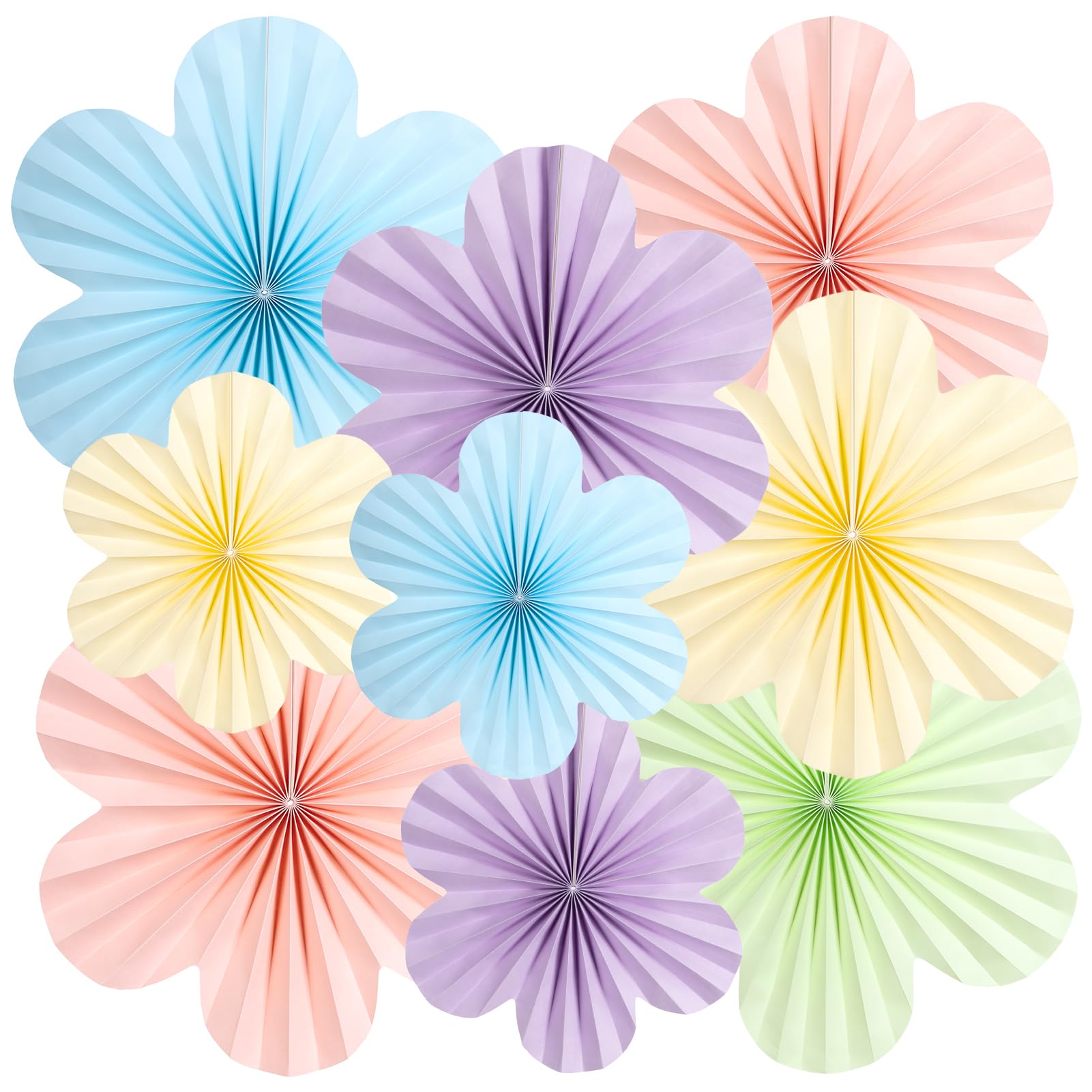 SUNBEAUTY Pastel Paper Flowers Decorations Pastel Birthday Party Decor Hanging Paper Flowers Paper Fans Floral Backdrop Decor Tea Party Decoration Wall Decor for Birthday Wedding Baby Shower