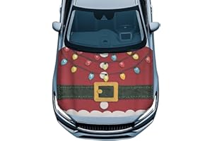 Qpednta Christmas Style Car Hood Cover Stretch Polyester Fabric Cover Car Hood Cover Protector Easy Installation Removable Automotive Accessories Christmas Decoration Gifits