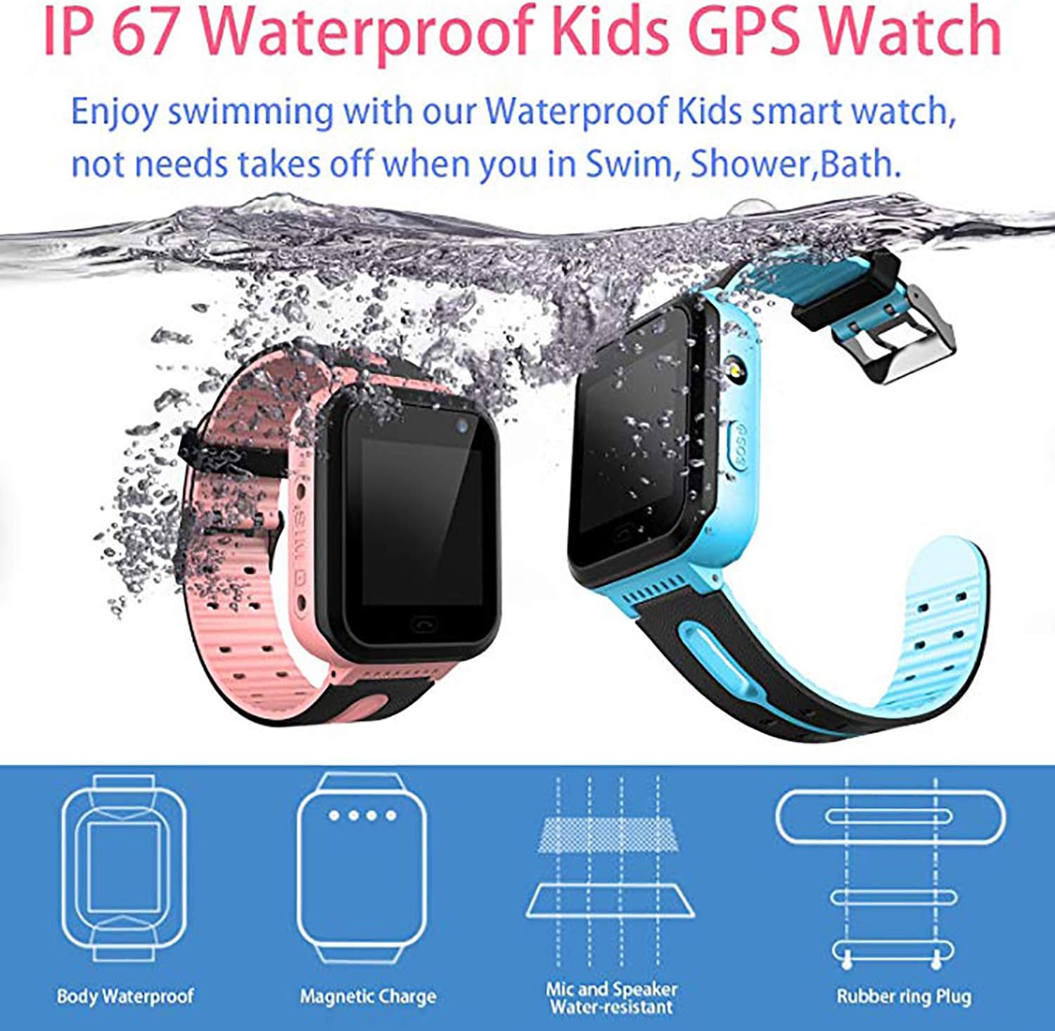 Reloj Inteligente para niños Rastreador de GPS a Prueba de Agua ...