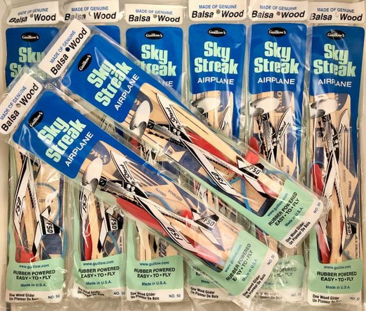 Lot of 8#50 Sky Streak Balsa Wood Toy Airplanes