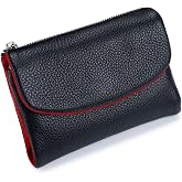 Premium Leather Wallet, Black &amp; Red | Multi-Slot Card Holder, ID Window, Zipper Coin Purse, First Layer Leather