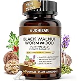 20 in 1 Wormwood Black Walnut Clove Cleanse for Humans Capsules, Natural Gut Detox & Digestive Health, Pumpkin Seed, Berberine, 10:1 Ultra-Concentrated Liposomal Tech 98% Absorption, Vegan 60 CT