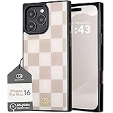 Cocomii Retangle Case for iPhone 16 Pro Max, Compatible with MagSafe, Neutral Checkered