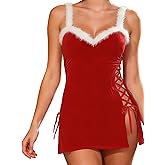 Knotica Sexy Santa Costume for Women - Velvet Christmas Lingerie Babydoll Nightie Holiday Sleepwear & Xmas Party Outfit