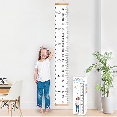 MIBOTE Baby Growth Chart Handing Ruler Wall Decor for Kids, Canvas Removable Height Growth Chart 200cm x 20cm