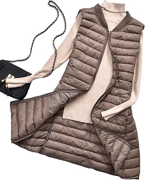 Amazon Keimi ケイミ レディース ライト インナーダウン ベスト ロング丈 ダウンジャケット レディース ロング 携帯ポーチ付 インナーダウンベスト レディース ダウンベスト 登山 軽量 防寒 防風 秋冬春 レディースファッション ベスト 通販