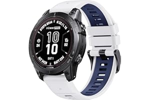 NotoCity for Fenix 7 Pro Band 22mm Width Fenix 6 Strap for Fenix 5/Fenix 7/Fenix 5 Plus/Fenix 6 Pro Soft Silicone Watch(White-DarkBlue)