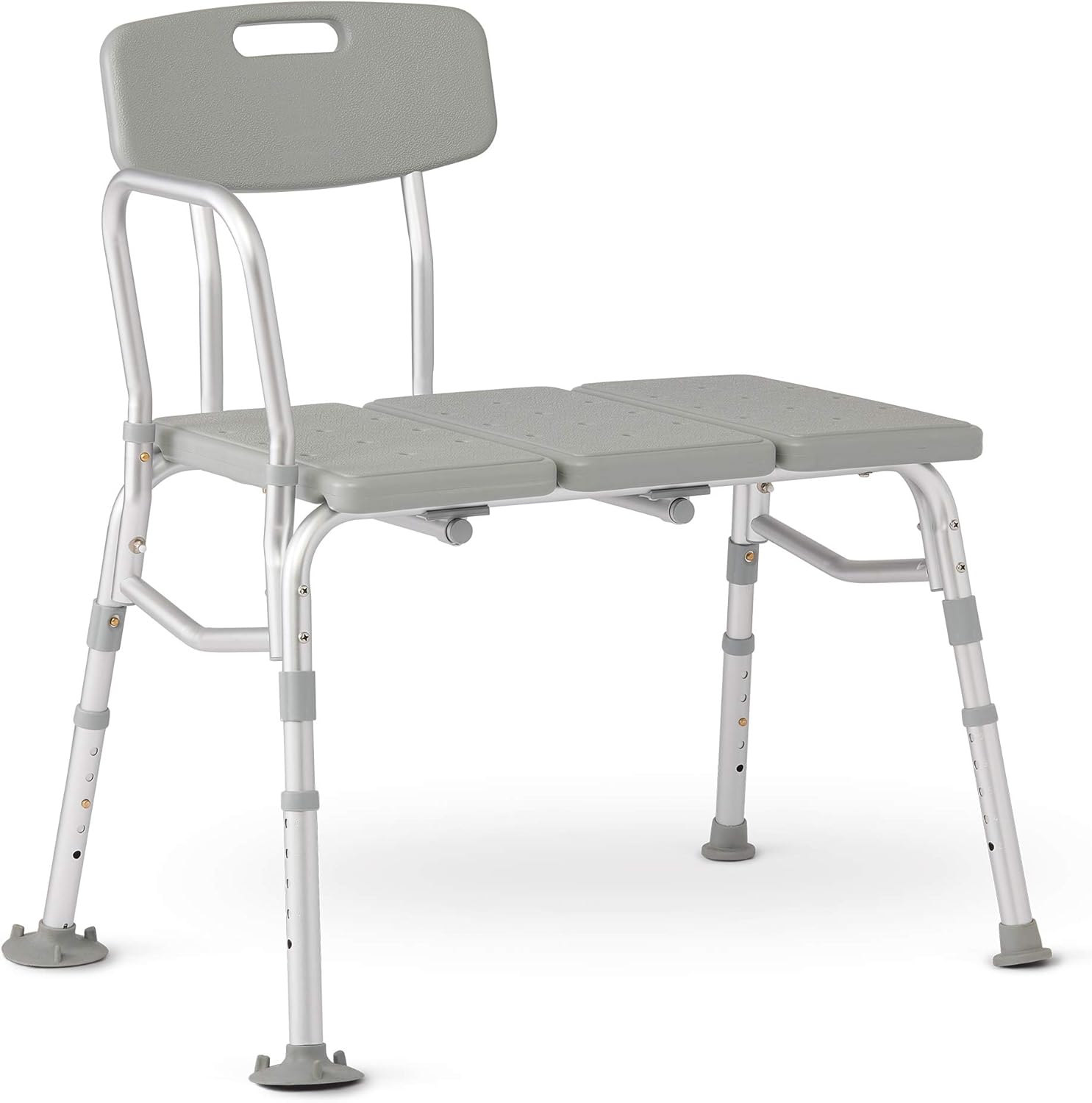 Medline Transfer Bench for Bathtub, for Use as a Bath Chair or Shower Seat, Durable with Height Adjustable Legs, Non-Slip Feet, Gray: Health & Personal Care
