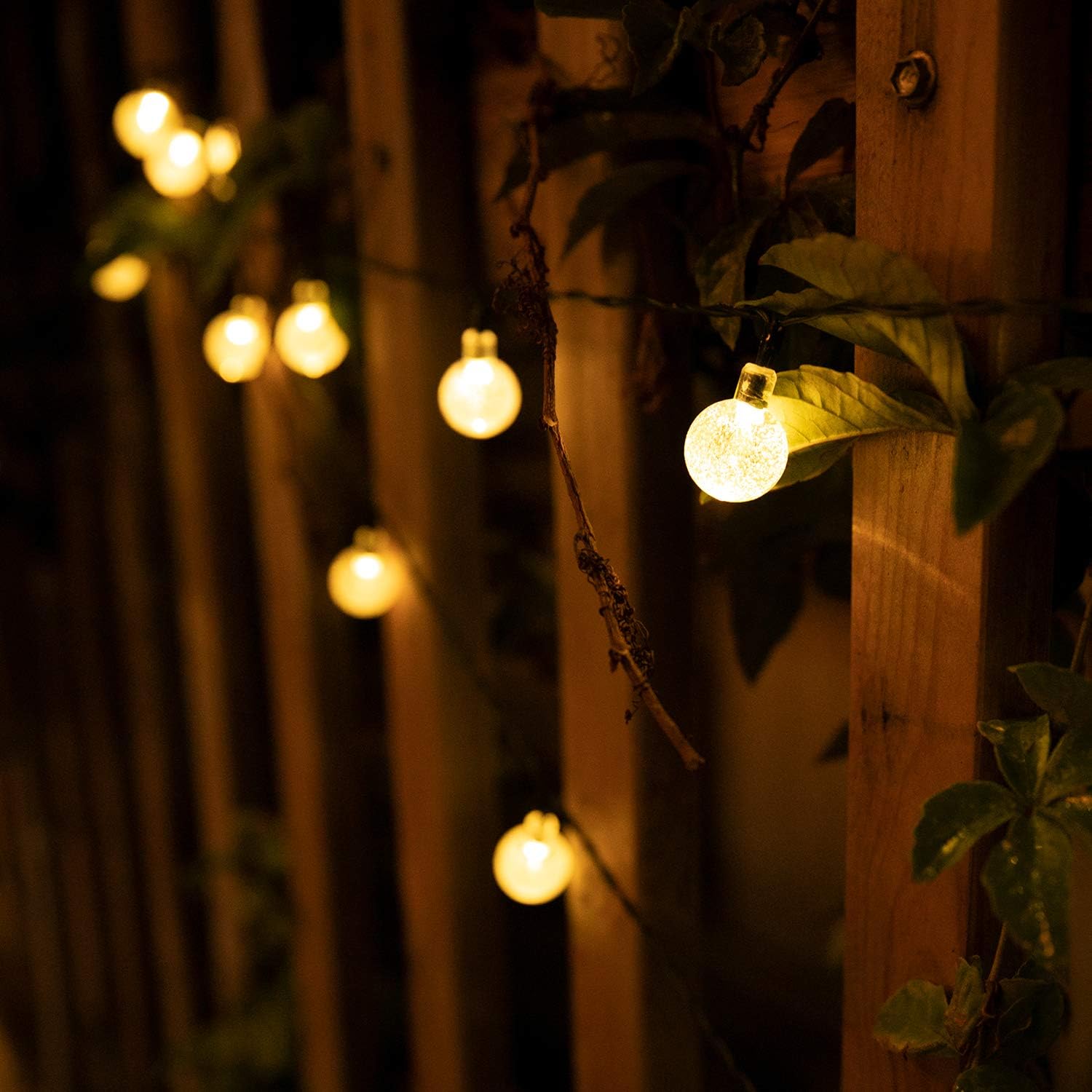 Solar String Lights Outdoor 60 Led 35.6 FT Crystal Globe Lights with 8 Lighting Modes, Waterproof Solar Powered Patio Lights for Garden Yard Porch Wedding Party Decor (Warm White) - - 