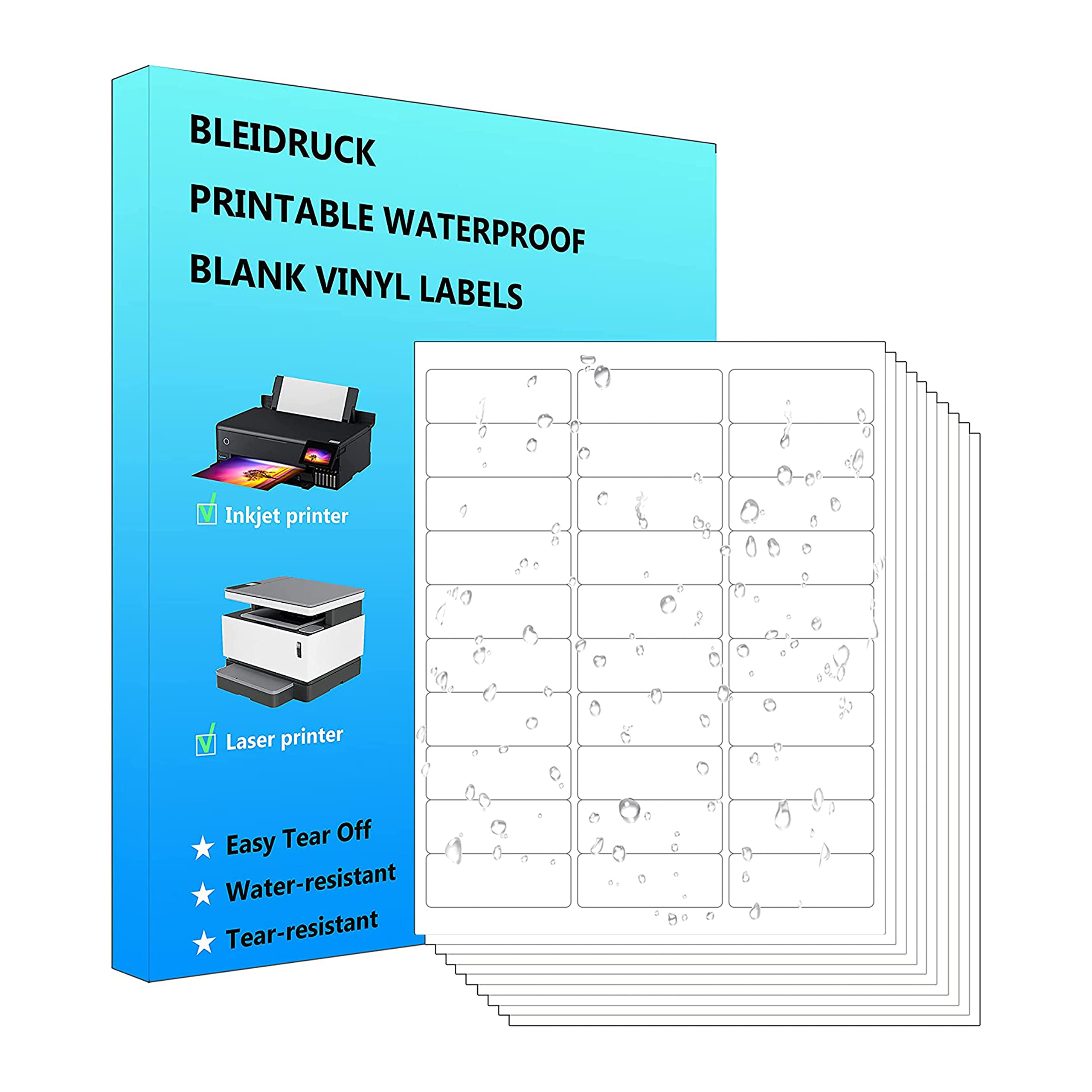Photo 1 of 30-UP Shipping Labels 1" x 2-5/8" Address Stickers 20 Sheets 600 Pcs Printable Blank Labels Waterproof Matte White Stickers Vinyl Sticker Paper Dries Quickly for Inkjet Printer