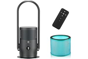 U ULTTY ULTTY Bladeless Tower Fan and Air Purifier in one, 90° Oscillating Bladeless Fan with Remote, Touch, 8H Timer, Floor Fans for Bedroom Whole Room Home Office R021, Black