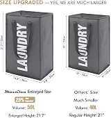 Maxsilan 50L Laundry Basket with Extended Handle Dark Grey 600D Oxford view 3