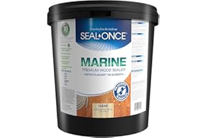 Seal-Once Marine Premium Wood Sealer - Waterproof Sealant - Wood Stain and Sealer in One - 5 Gallon & Clear