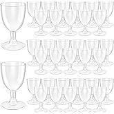 Vyndicca 48 PCS Disposable Plastic Wine Glasses,Clear Stackable Plastic Goblets,Hard Party Wine Cups with Stem for Weddings Birthday Parties Picnics,5 Oz
