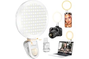CNUOKY 154 LED Phone Light, 5000Mah Rechargeable Selfie Light Clip Video Light, Adjusted 3 Light Modes, 10 Brightness Levels for Phone, Camera, Laptop, iPad, Light for Makeup, Video Conference, TikTok, Vlog