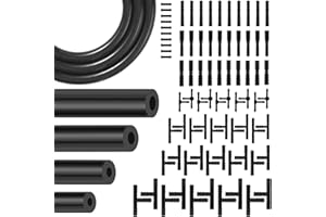 YIENFBEV 84 PCS Vacuum Lines Automotive Kit, 6.6FT Silicone Vacuum hoses (1/4", 3/16", 5/32", 1/8") with 80 Vacuum Line Connectors, Engine Vacuum Hose Kit for Automotive Replacement Vacuum Hoses